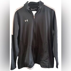 Under Armour Women’s XL Track Jacket Black White Full Zip Colorblock Pockets